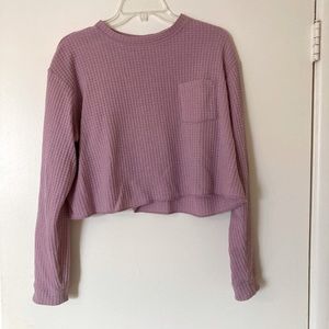 Pink Cropped Waffle Shirt